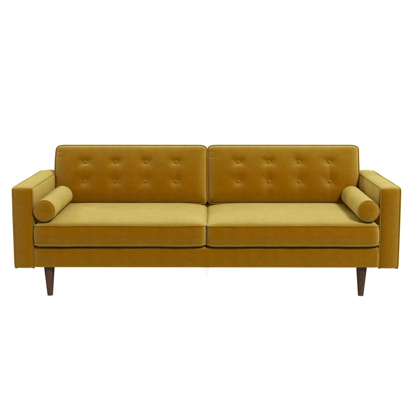 Casey 84"  Mid Century Modern Gold Velvet Sofa