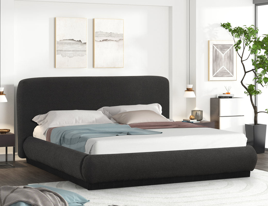 Annie Black Fabric Queen Platform Bed