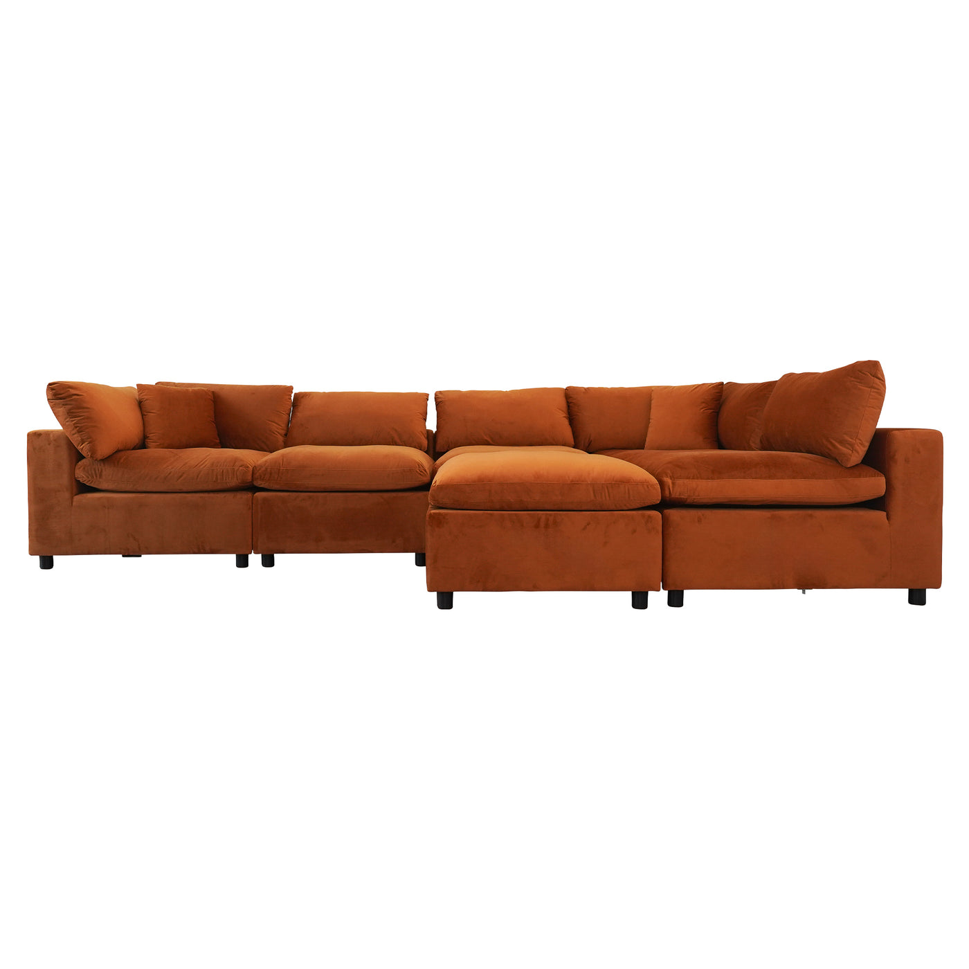 Hayward Burnt Orange Velvet Modular Sectional Sofa