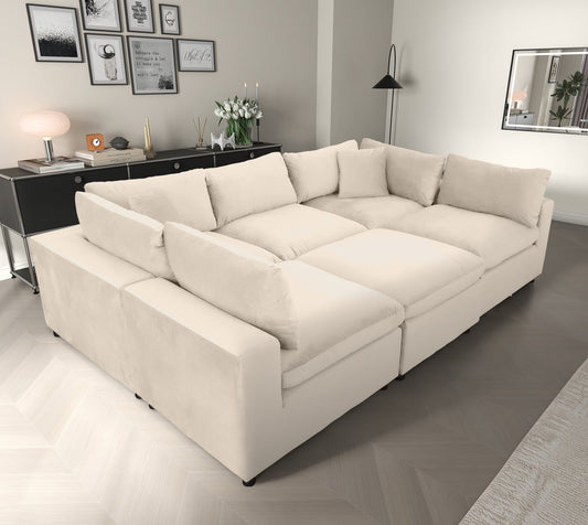 Hayward Ivory Velvet Modular Sectional Sofa