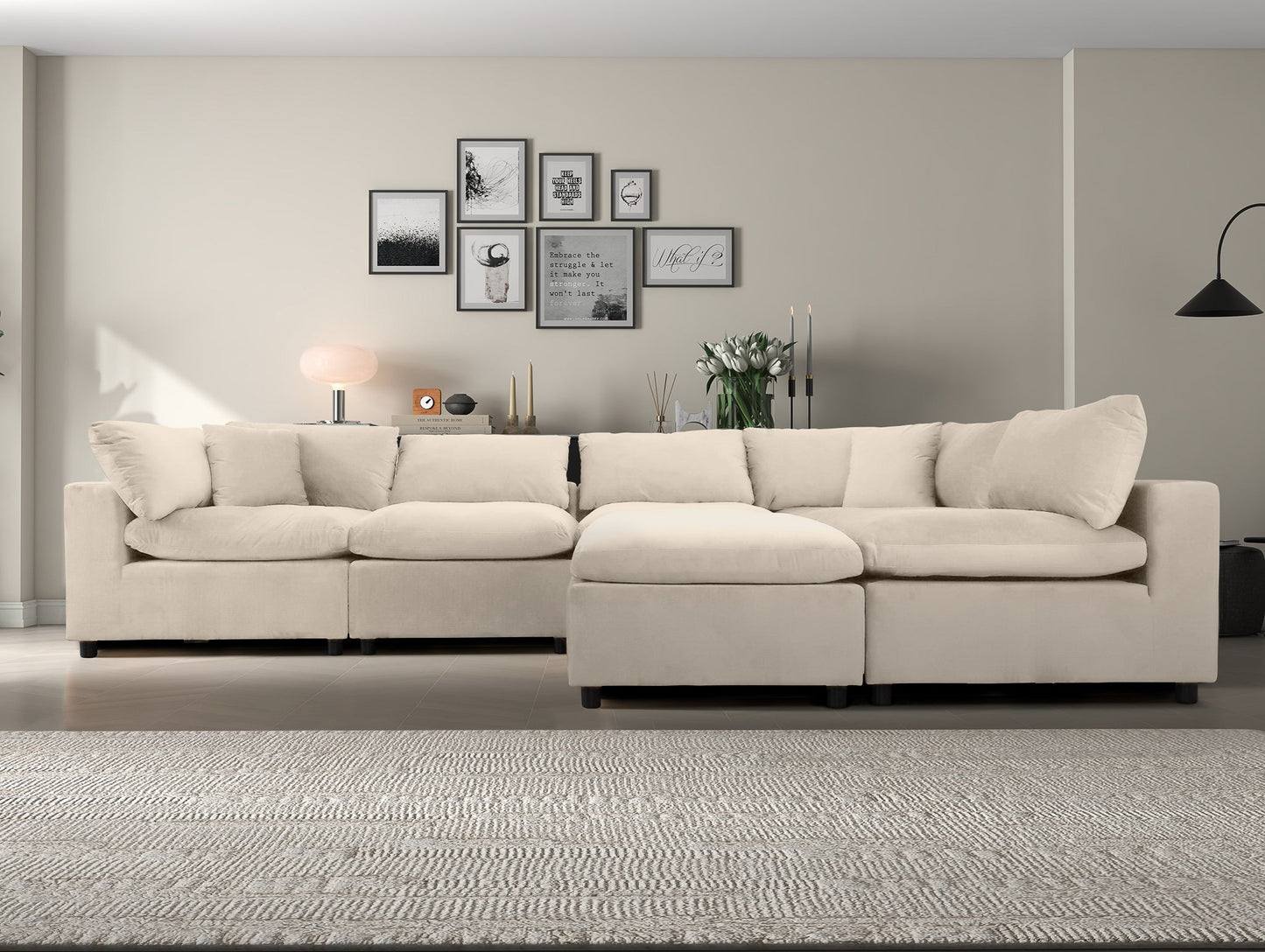 Hayward Ivory Velvet Modular Sectional Sofa