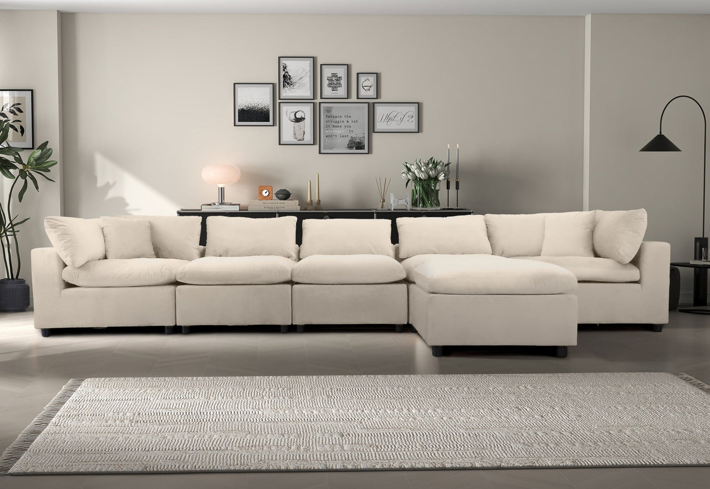 Hayward Ivory Velvet Modular Sectional Sofa