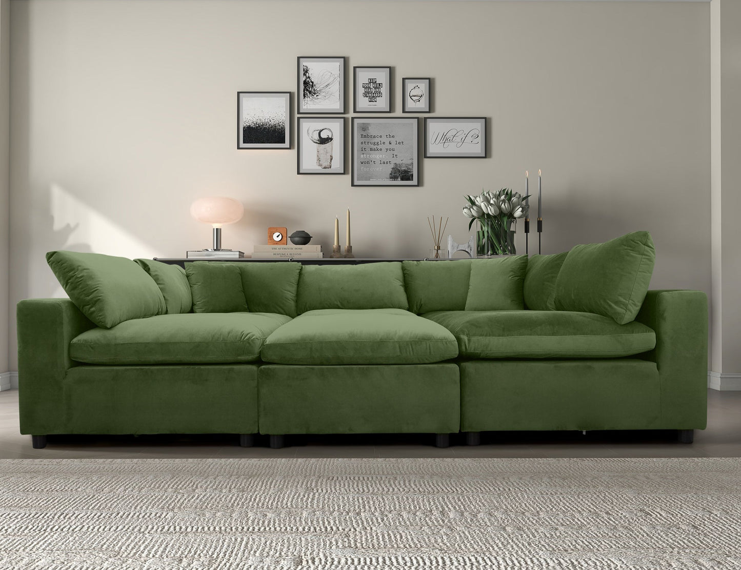 Hayward Olive Green Velvet Modular Sectional Sofa