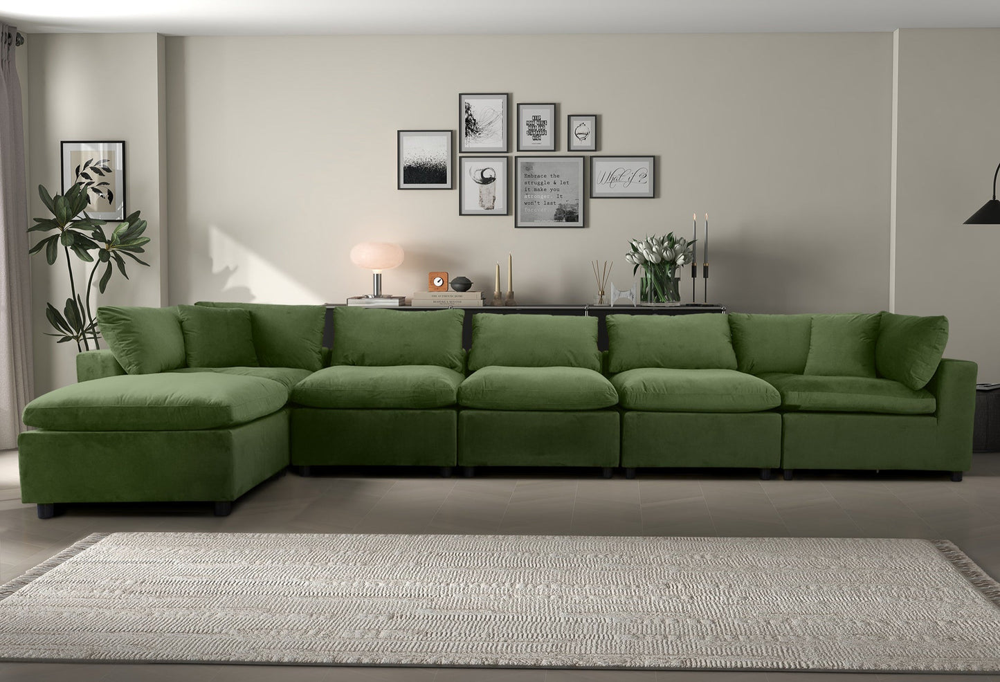 Hayward Olive Green Velvet Modular Sectional Sofa