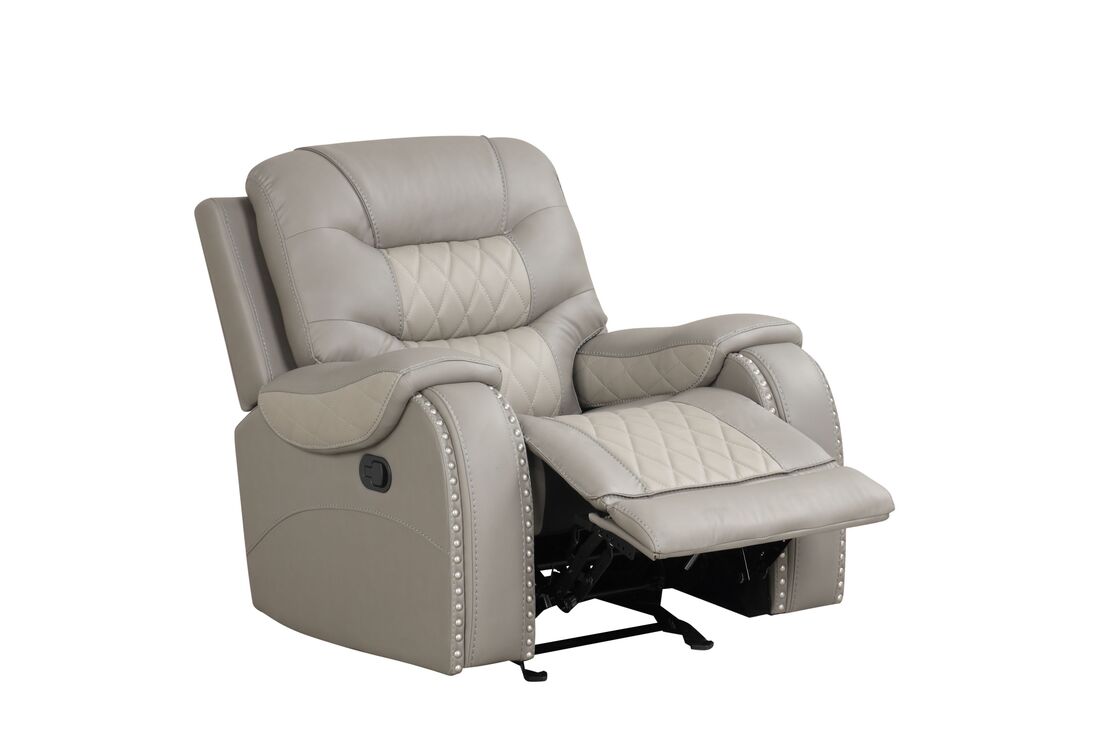 Ashley1004 2Tone Light Grey 3pc OVERSIZED Reclining Set