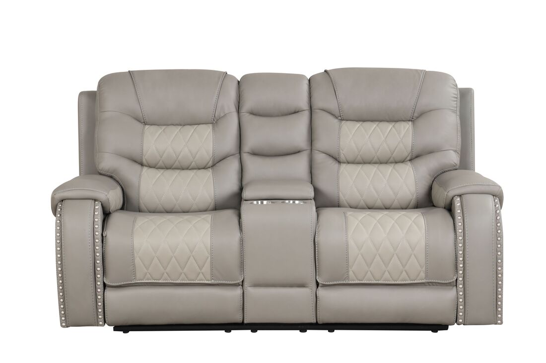 Ashley1004 2Tone Light Grey 3pc OVERSIZED Reclining Set