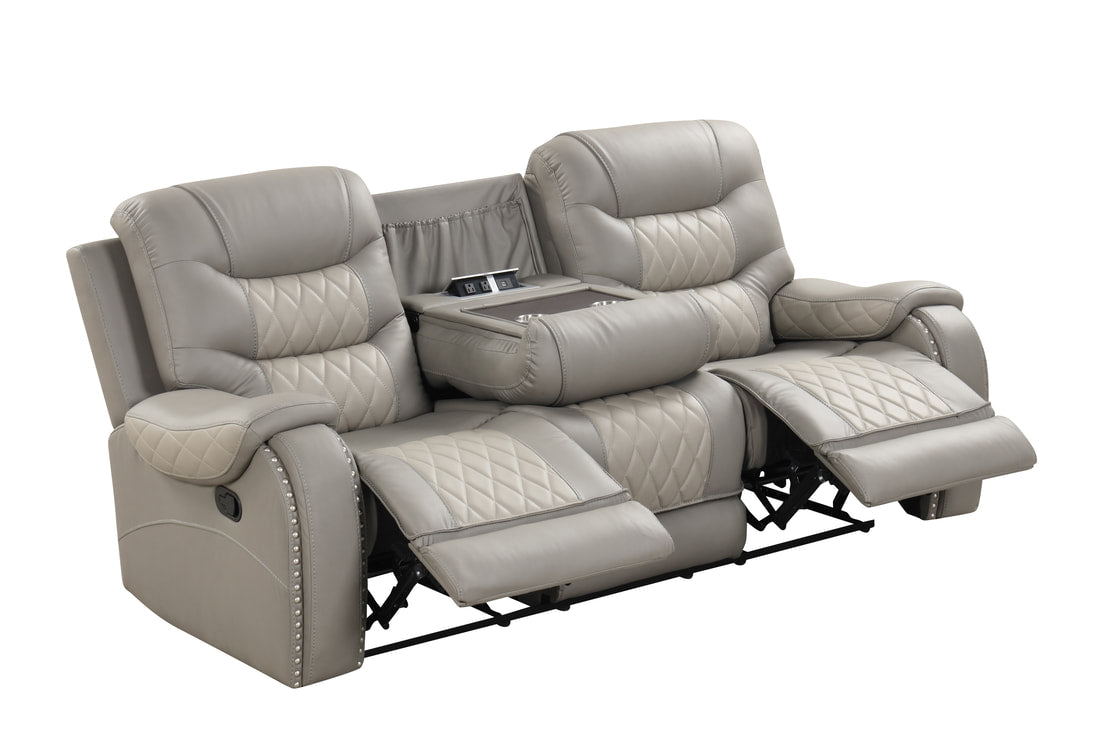 Ashley1004 2Tone Light Grey 3pc OVERSIZED Reclining Set