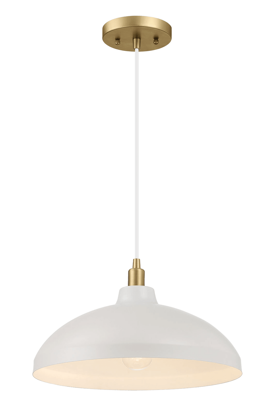 Astral Single Light White Pendant Lamp with Golder Brass Finish for Entrance Kitchen Island 14"D × 8"H