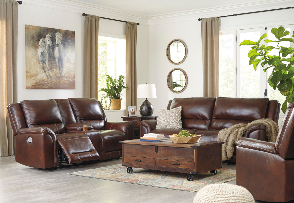 Catanzaro Mahogany POWER Reclining Sofa and Loveseat U83004