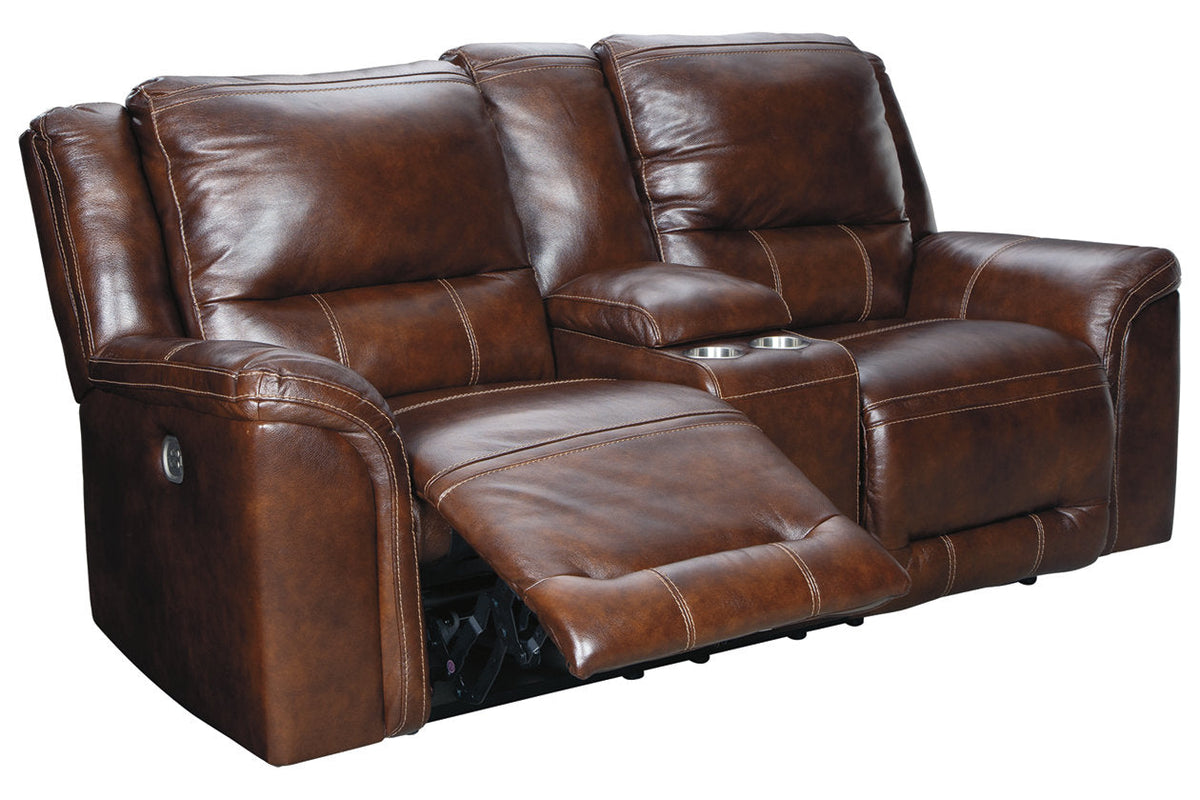 Catanzaro Mahogany POWER Reclining Sofa and Loveseat U83004