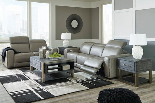 Correze Gray Power Reclining Sofa and Loveseat