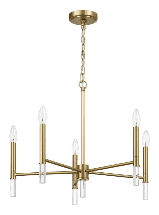 Courtyard Five Light Golden Brass Candle Light Chandelier 24"W × 17.75"H