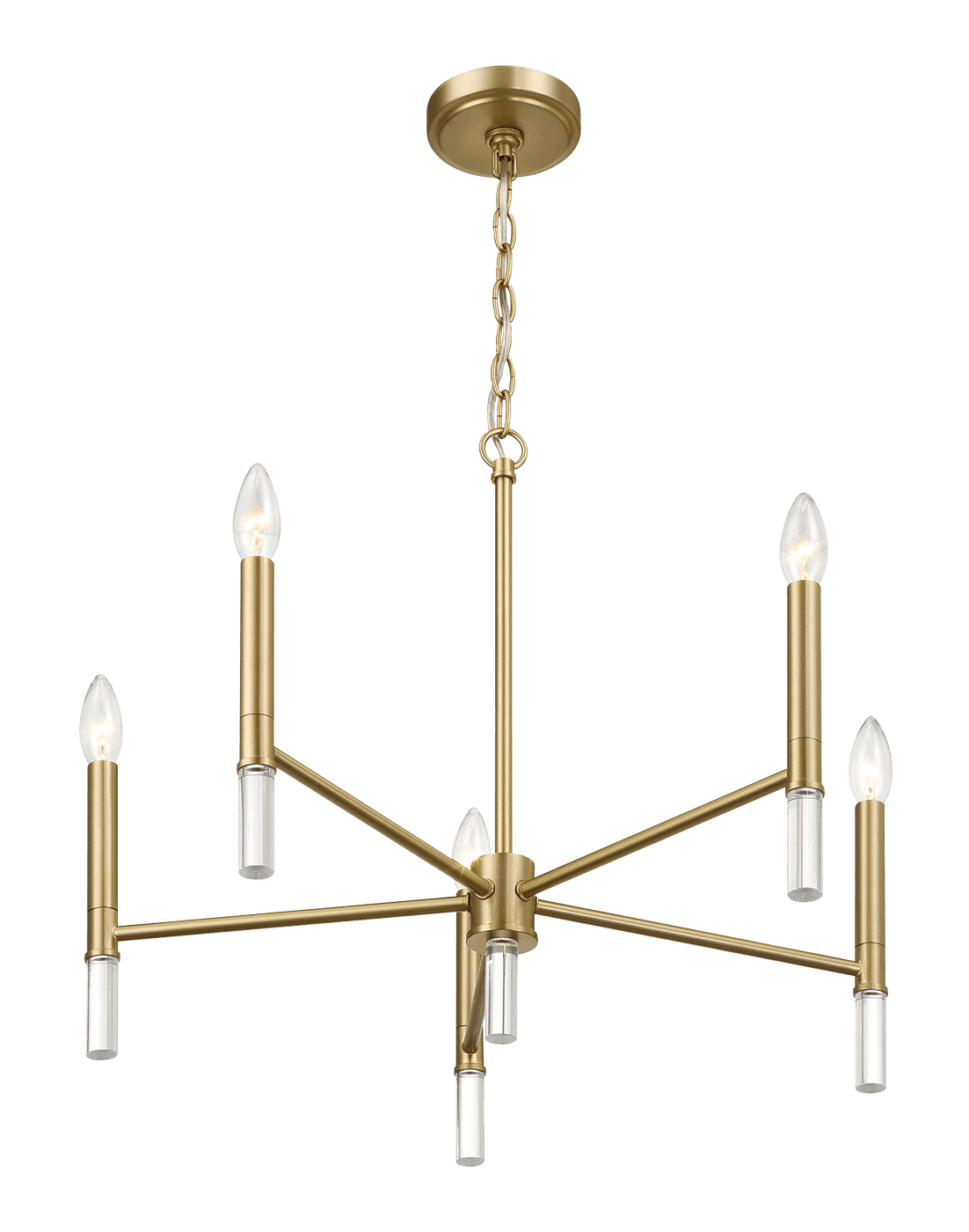 Courtyard Five Light Golden Brass Candle Light Chandelier 24"W × 17.75"H