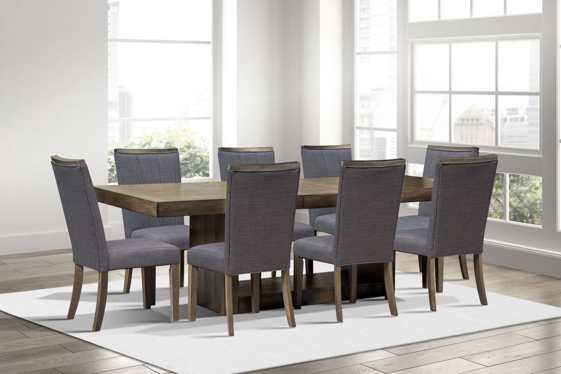 Brown 9pc Dining Room Set D901