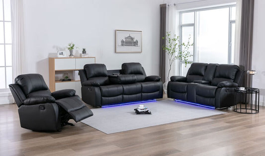 Daytona Black LED 3pc Reclining Set