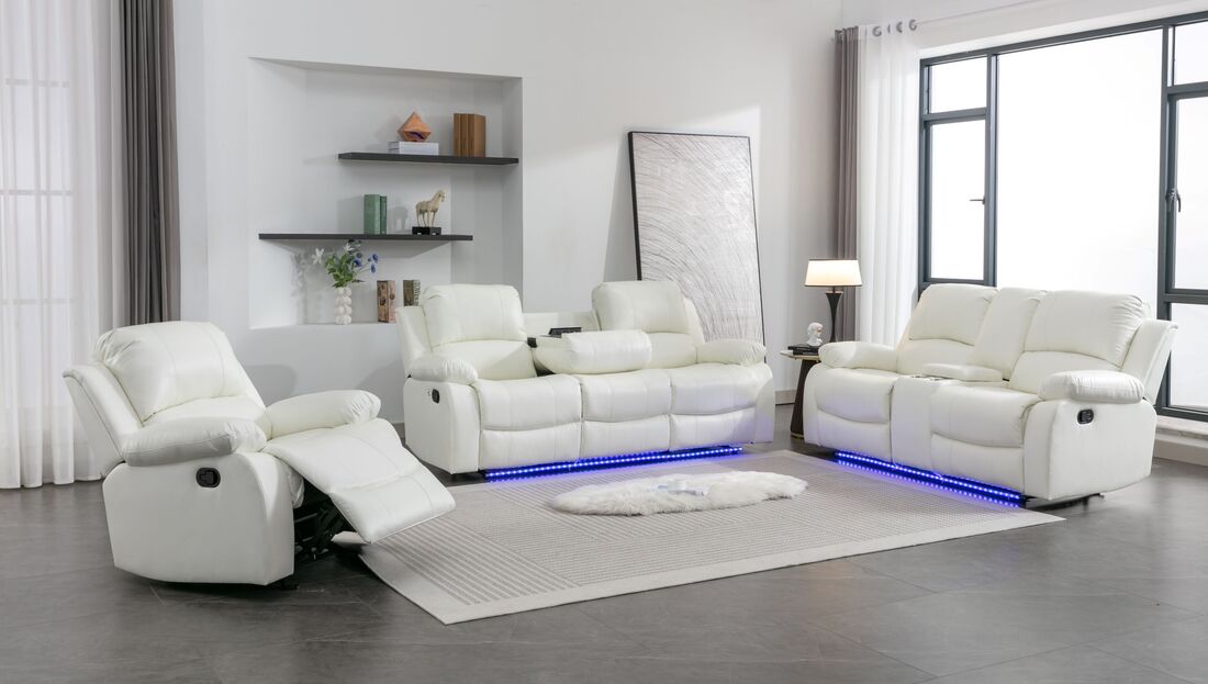 Daytona White LED 3pc Reclining Set