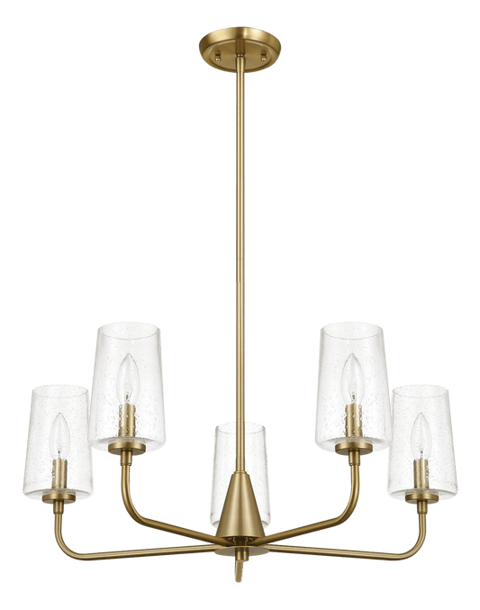 Dazzle Five Lights Chandelier With Clear Seeded Glass -Satin Brass