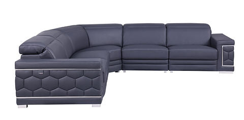 Favo Navy Italian Leather Sectional MI-1255