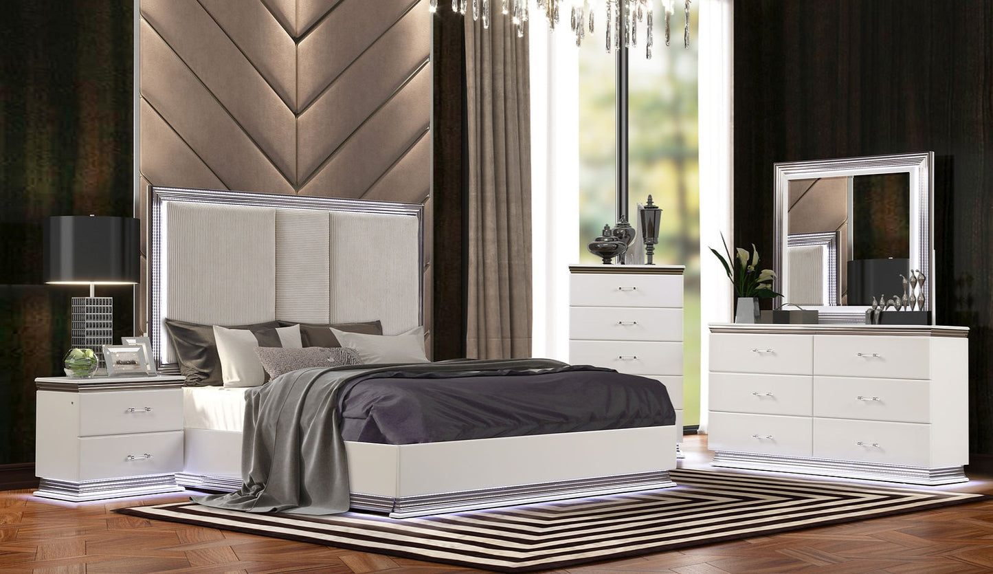 LLana White LED Panel Bedroom Set B8300