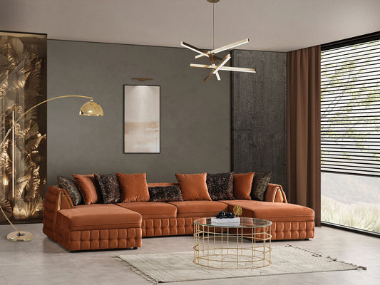 Sicilya Burnt Orange Double Chaise Sectional