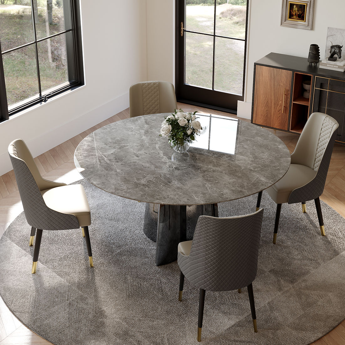 59" Luxe Grey Table (Sintered Stone)