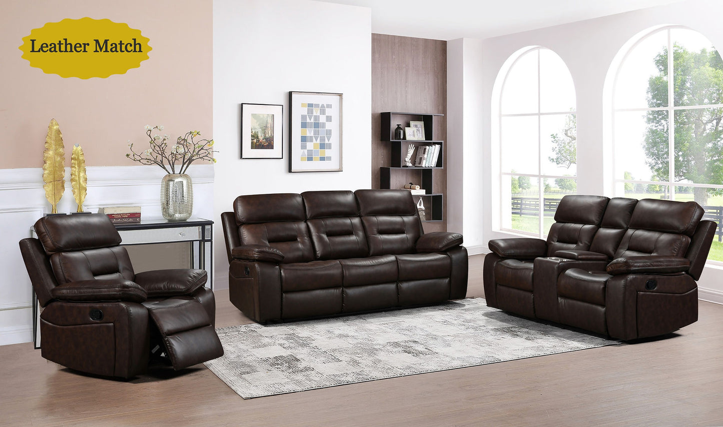 Dallas Brown LEATHER 3pc Reclining Set S8232