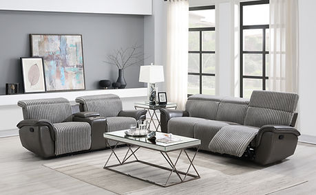 Twist Grey Thick Stripe Fabric 3pc Reclining Set S9112