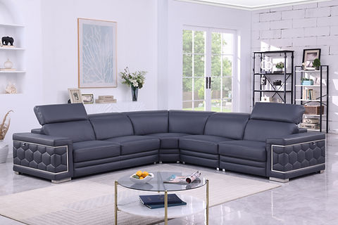 Favo Navy Italian Leather Sectional MI-1255