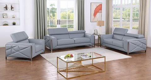 Giorgio Light Blue Italian Leather Sofa and Loveseat MI-989