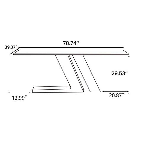 Gobi 79" Modern Lux White/Black Table