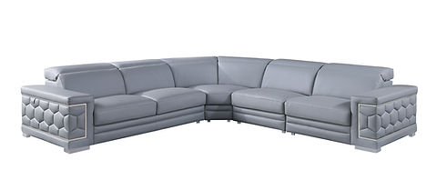 Favo L.Blue Italian Leather Sectional MI-1255