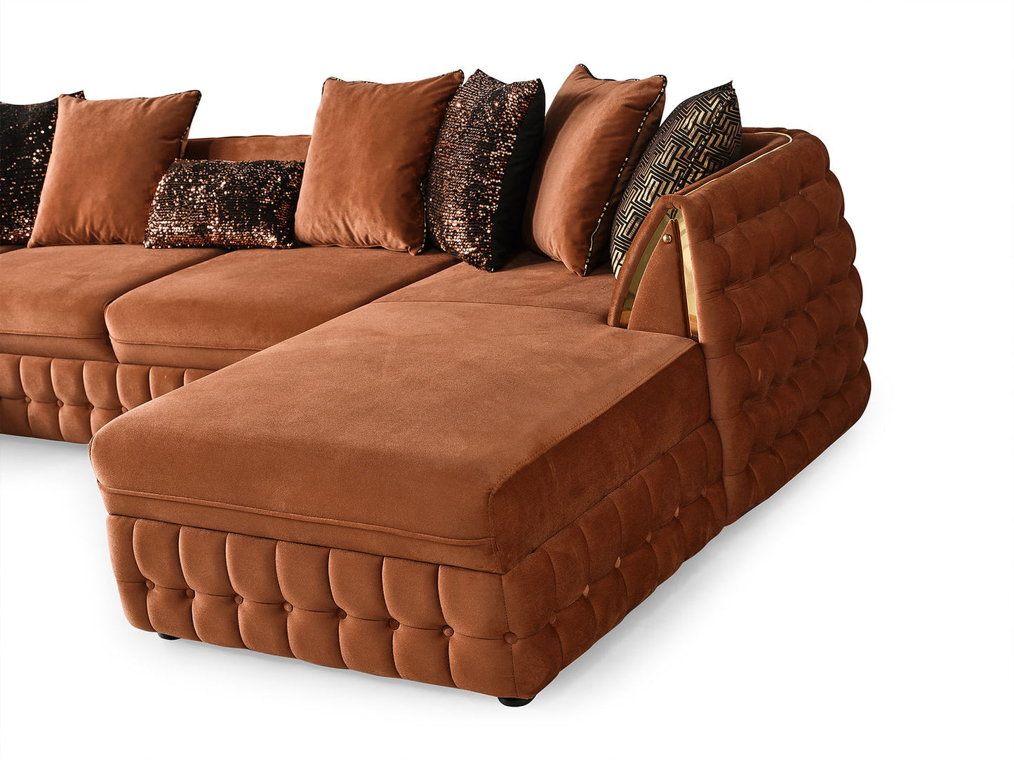 Sicilya Burnt Orange Double Chaise Sectional