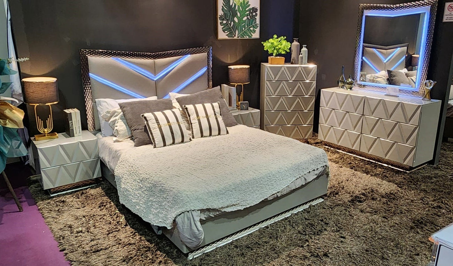 Vera Grey LED Platform Bedroom Set B91