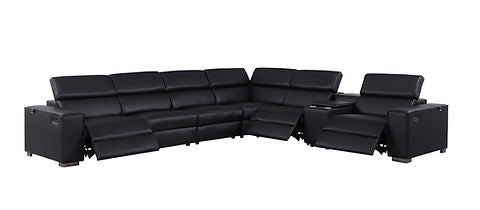 Picasso Black 3 POWER  Leather Match 7pc Sectional  MI631