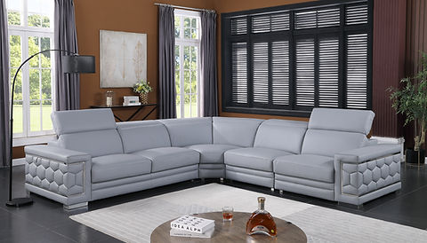 Favo L.Blue Italian Leather Sectional MI-1255