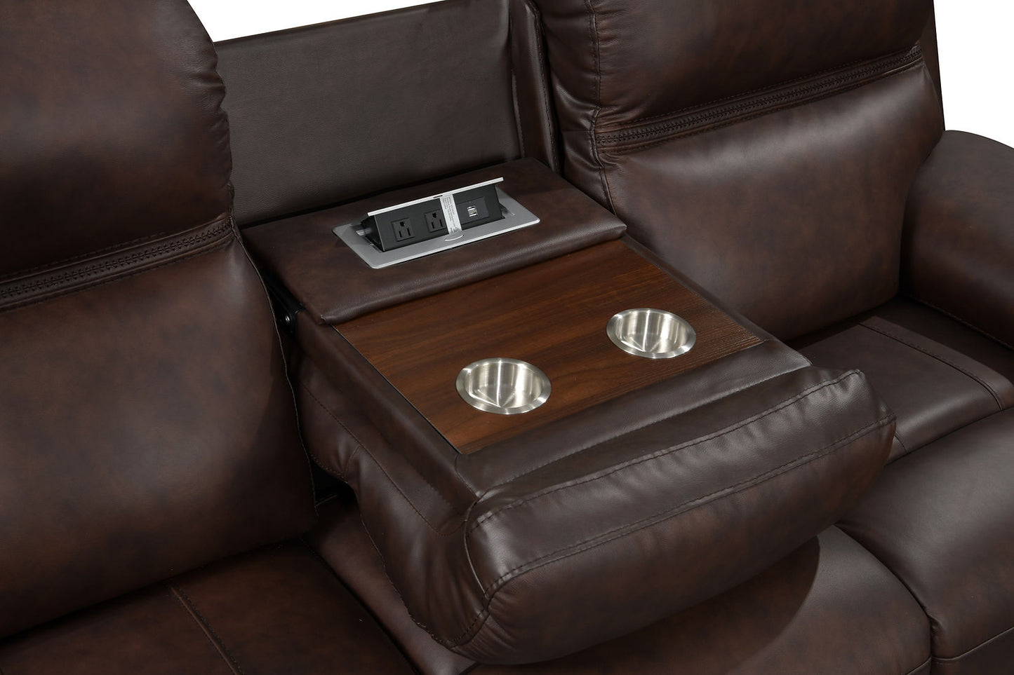 El Paso Brown POWER/LEATHER 3pc Reclining Set S7275