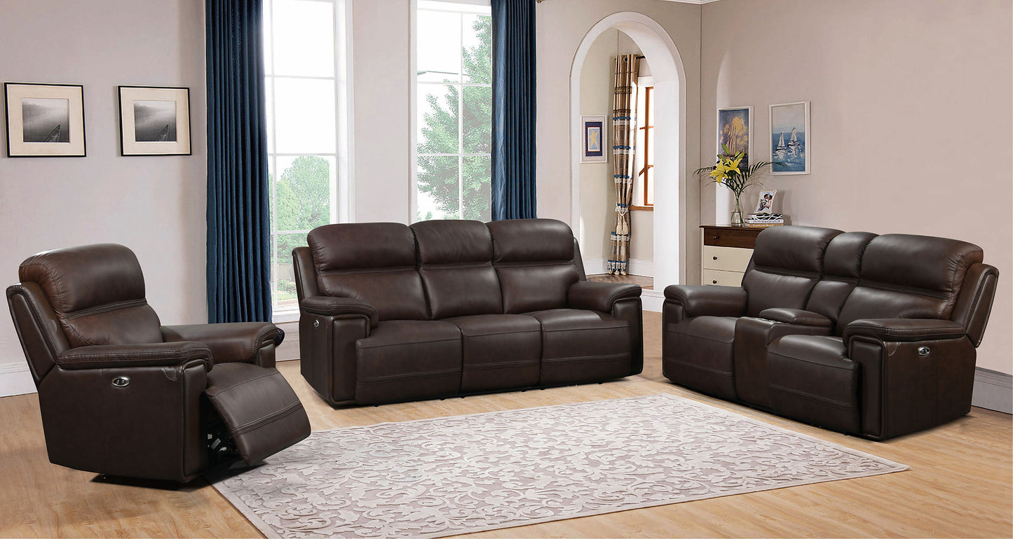 El Paso Brown POWER/LEATHER 3pc Reclining Set S7275