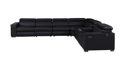 Picasso Black 3 POWER  Leather Match 7pc Sectional  MI631