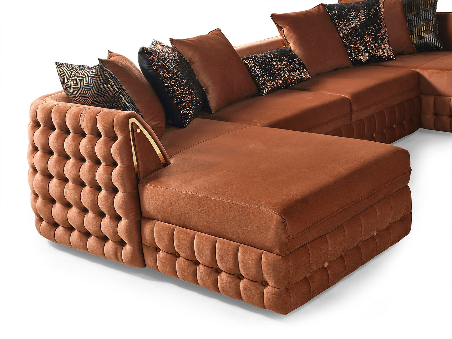 Sicilya Burnt Orange Double Chaise Sectional