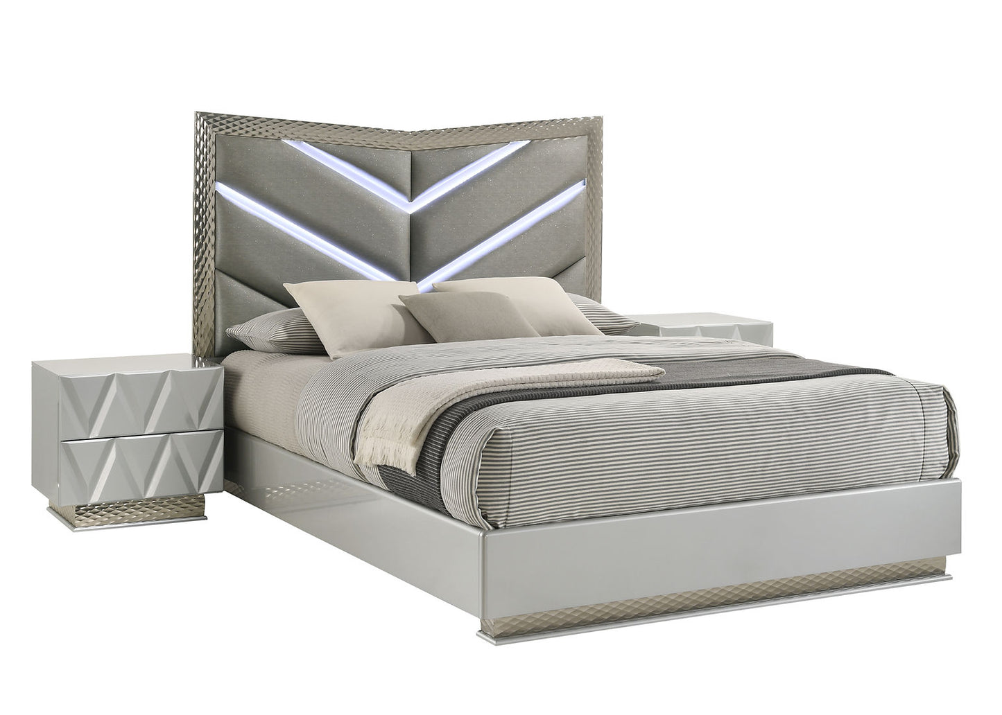 Vera Grey LED Platform Bedroom Set B91