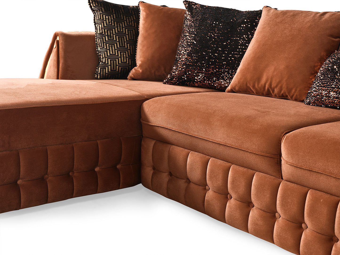 Sicilya Burnt Orange Double Chaise Sectional