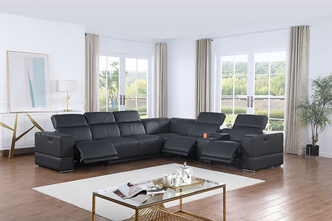 Franco Navy  7pc 3-POWER Reclining Sectional MI-1122