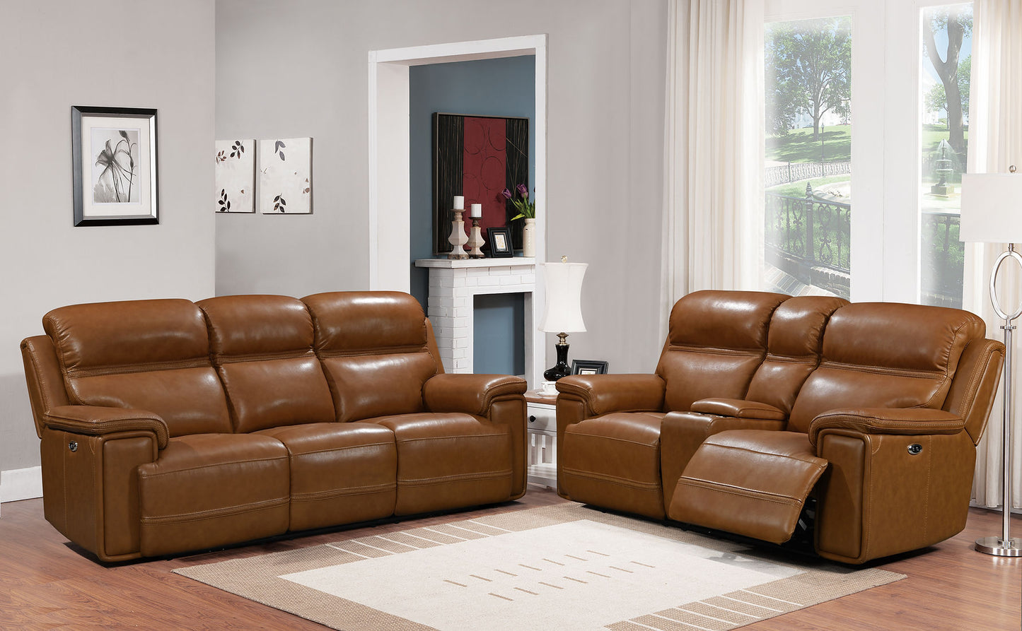 El Paso Brown POWER/LEATHER 3pc Reclining Set S7275