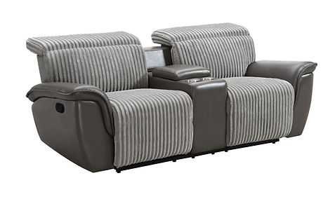 Twist Grey Thick Stripe Fabric 3pc Reclining Set S9112