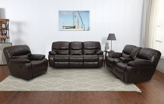 Madrid Brown 3pc Reclining Set S9931