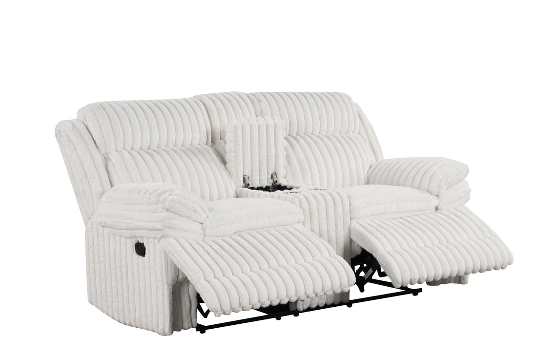 Heaven White Fabric 3pc Reclining Set