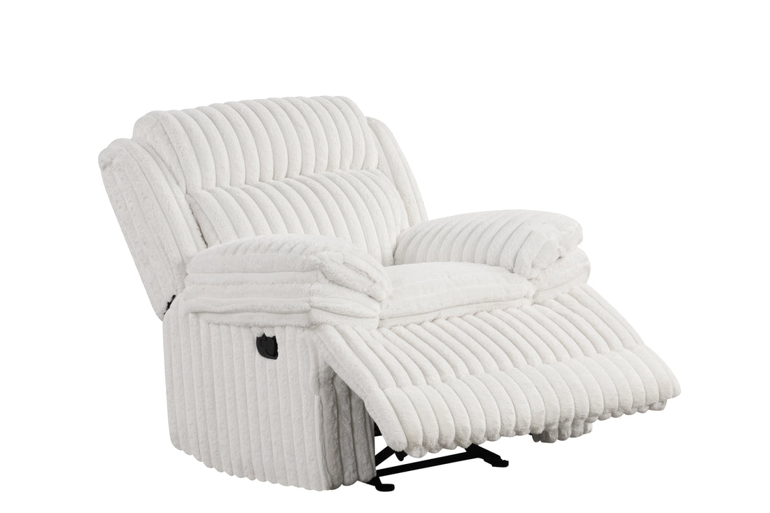 Heaven White Fabric 3pc Reclining Set