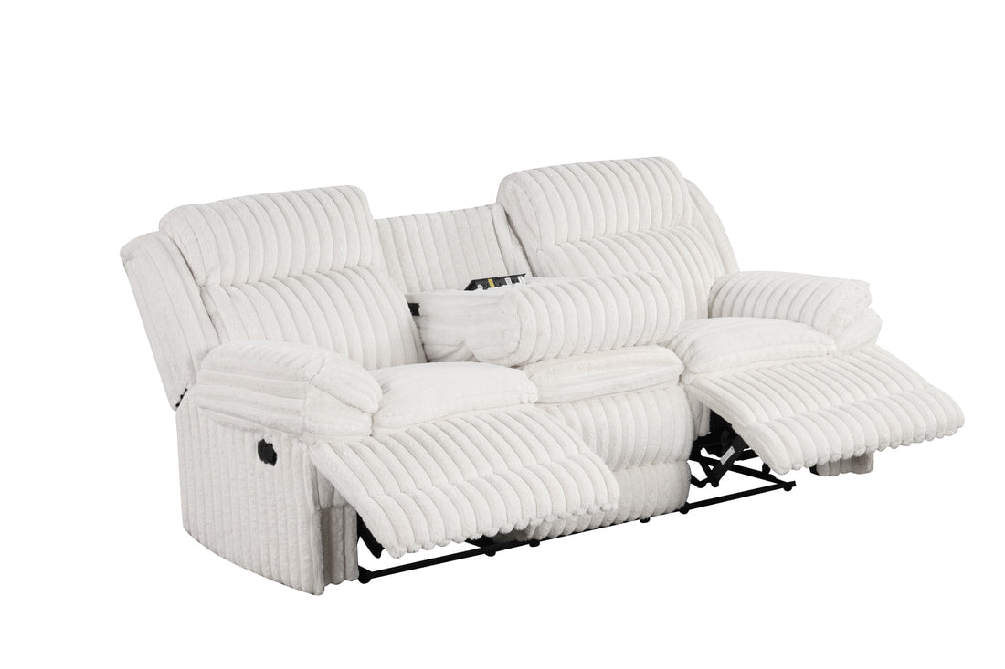 Heaven White Fabric 3pc Reclining Set