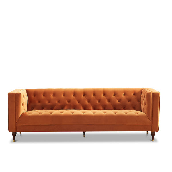 Evelyn 88" Orange Luxury Chesterfield Sofa