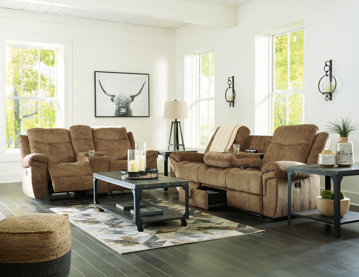 Huddle-Up Nutmeg Reclining Sofa and Loveseat 82304